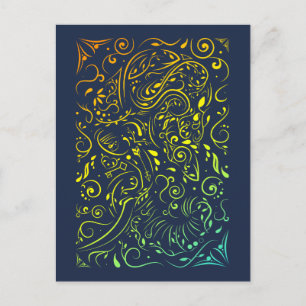 Cartão Postal desvanecimento do Verão do ornamentado elefante