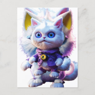 Cartão Postal Desvendando o monstro de gatos brancos CGI enigmát