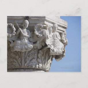 Cartão Postal Detalhe da coluna no Palácio dos Cães Veneza It