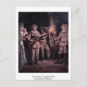 Cartão Postal Detalhe Da Comédia Italiana Por Antoine Watteau