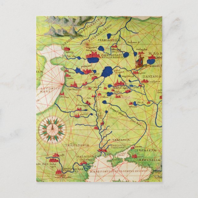 Cartão Postal Detalhe da Europa e da Ásia Central (Frente)