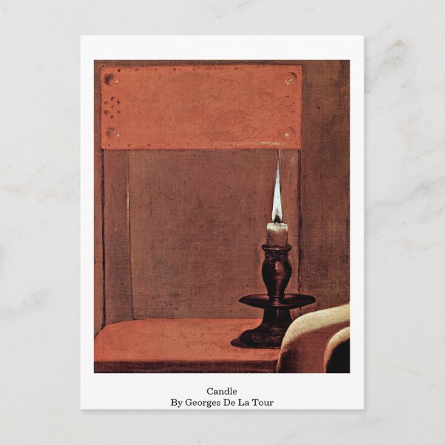 Cartão Postal Detalhe da Mulher: Vela Por Georges De La Tour (Frente)