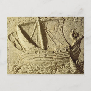 Cartão Postal Detalhe de um alivio de barco, de sarcófago