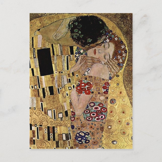 Cartão Postal Detalhe do Beijo de Gustav Klimt (cerca de 1908) (Frente)