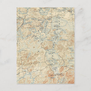 Cartão Postal Detalhe do Lago Saranac Superior do Mapa Topográfi