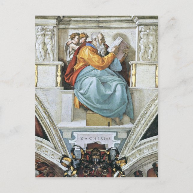 Cartão Postal Detalhe do profeta Zacharias de Michelangelo (Frente)