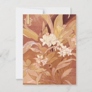 Cartão Postal Detalhe Floral Art Nouveau de Alphonse Mucha