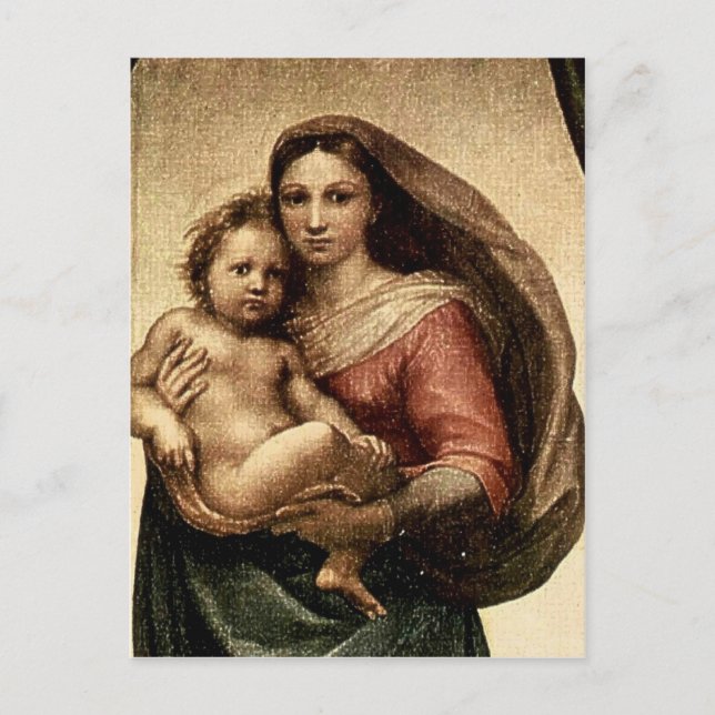 Cartão Postal Detalhe "Sistine Madonna" de Rafael (cerca de 1513 (Frente)