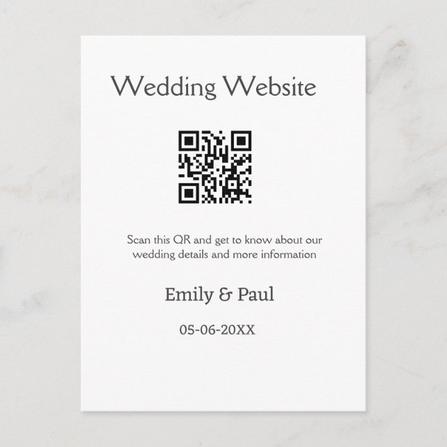 Cartão Postal Detalhes da pesquisa do site de casamento QR adici (Frente)