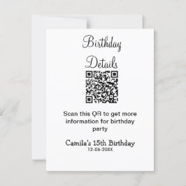 Cartão Postal detalhes do aniversário de 15 anos moderno scan QR
