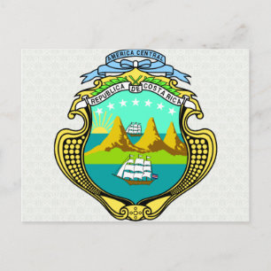 Cartão Postal Detalhes do Casaco de Armas da Costa Rica