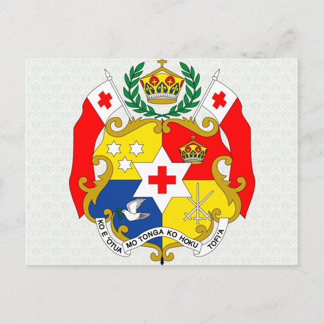 Cartão Postal Detalhes do Casaco de Armas Tonga (Frente)