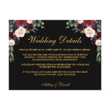 Detalhes do Casamento Floral Burgundy Inserir Cart