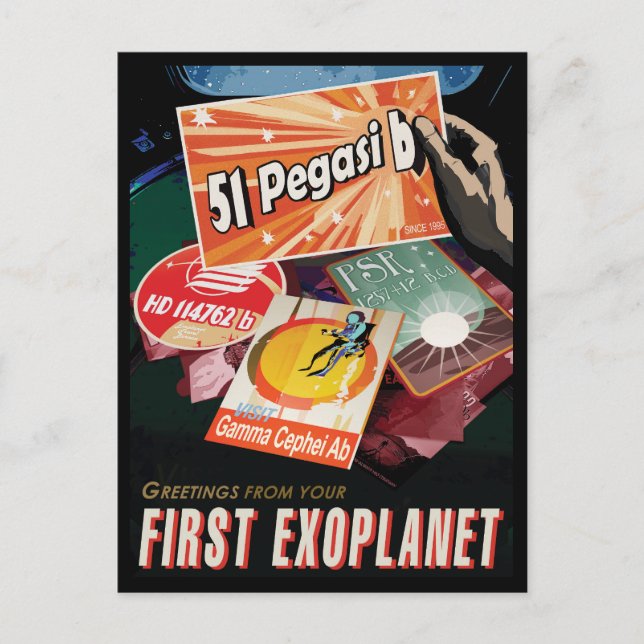 Cartão Postal Detecção do Poster de Exoplaneta do Espaço Retroat (Frente)