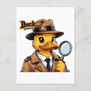 Cartão Postal Detetive Duck na Casaco de Trench Brown
