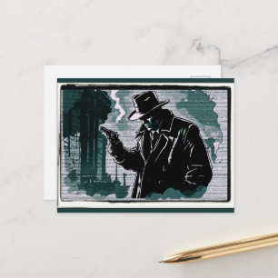 Cartão Postal Detetive Urbano de Cidade Áspera Estilo Vintage do