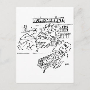 Cartão Postal Detetives de armazenamento em um supermercado