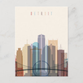 Cartão Postal Detroit, Michigan | Linha Skyline Cidade