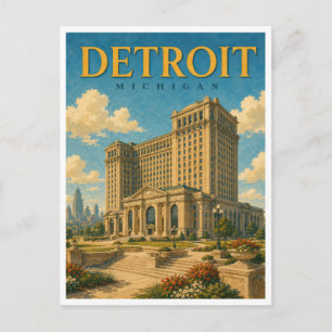 Cartão Postal Detroit Michigan Michigan Central GeoSaga