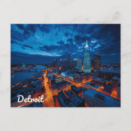 Cartão Postal Detroit Michigan Skyline City Art