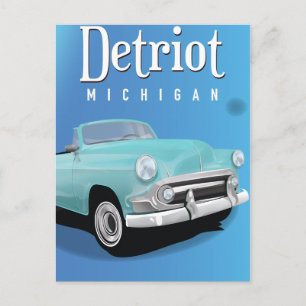 Cartão Postal Detroit Michigan Viagens vintage