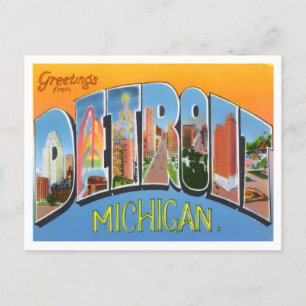 Cartão Postal Detroit, Michigan Vintage Big Letters
