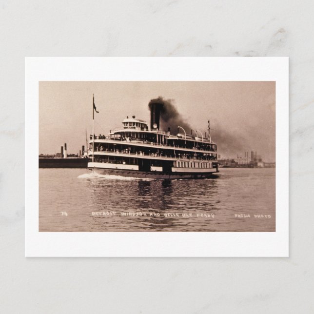 Cartão Postal Detroit Windsor e Belle Isle Ferry - Louis Pesha (Frente)