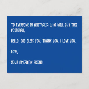 Cartão Postal DEUS Abençoe a Austrália. Com amor, Seu Amigo Amer