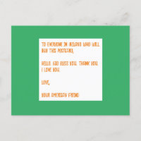 DEUS Abençoe a Irlanda. Com amor, Seu Amigo Americ