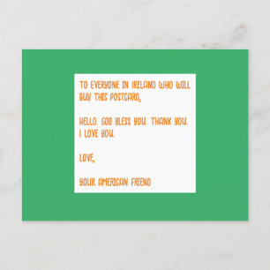 Cartão Postal DEUS Abençoe a Irlanda. Com amor, Seu Amigo Americ