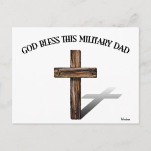 Cartão Postal DEUS ABENÇOE ESTE PAI MILITAR com cruz robusta