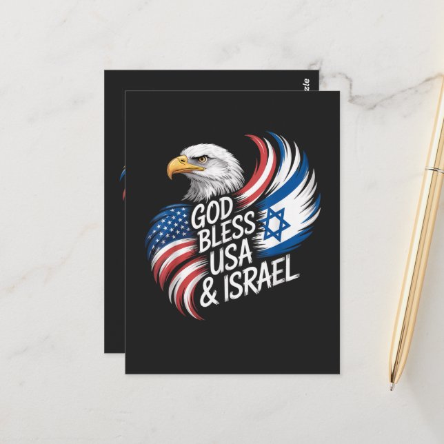 Cartão Postal Deus Abençoe Israel EUA (Frente/Verso In Situ)