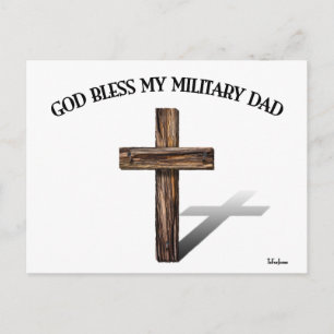 Cartão Postal DEUS ABENÇOE MEU PAI MILITAR com cruz robusta