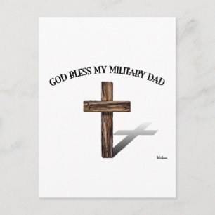 Cartão Postal DEUS ABENÇOE MEU PAI MILITAR com cruz robusta