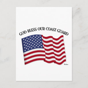 Cartão Postal Deus Abençoe Nossa Guarda Costeira com Bandeira do