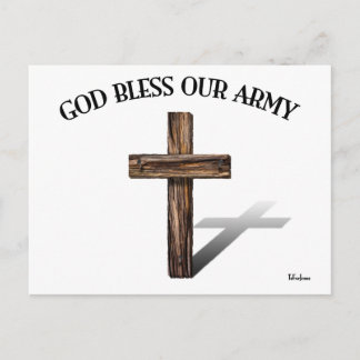 Cartão Postal DEUS ABENÇOE NOSSO EXÉRCITO com cruz robusta