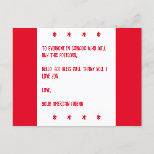 Cartão Postal DEUS Abençoe o Canadá. Com amor, Seu Amigo America