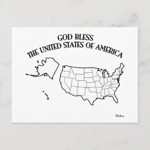 Cartão Postal DEUS ABENÇOE OS ESTADOS UNIDOS DA AMÉRICA contorno
