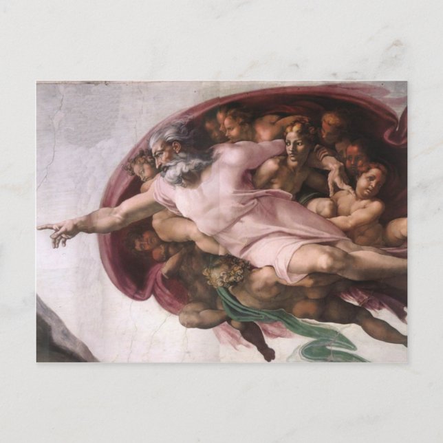 Cartão Postal Deus da Criação de Adão em detalhes (Frente)