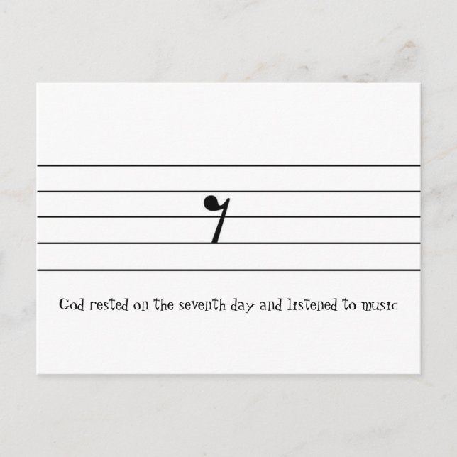 Cartão Postal Deus descansou no sétimo dia e ouviu... (Frente)