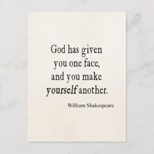 Cartão Postal Deus Deu Uma Face Faça Outra Citação Shakespear