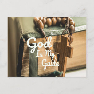 Cartão Postal Deus é a minha Bíblia guia e a Rosary Cross