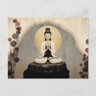 Cartão Postal Deusa Budista Quan Yin Arte Minimalista