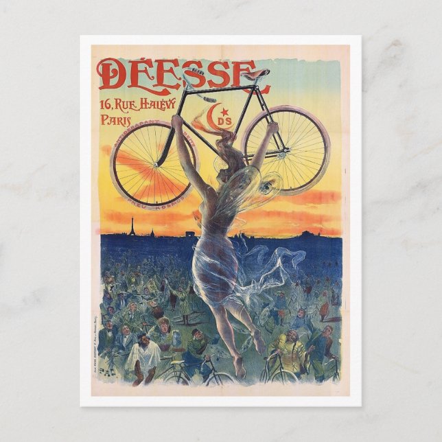Cartão Postal Deusa da Bicicleta, Anúncio, Vintage (Frente)