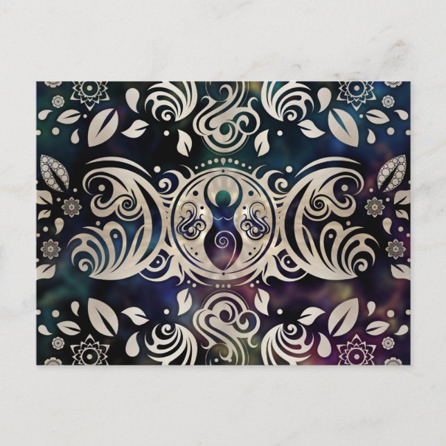 Cartão Postal Deusa da Lua Tripla Púrpura da Lua #1 (Frente)