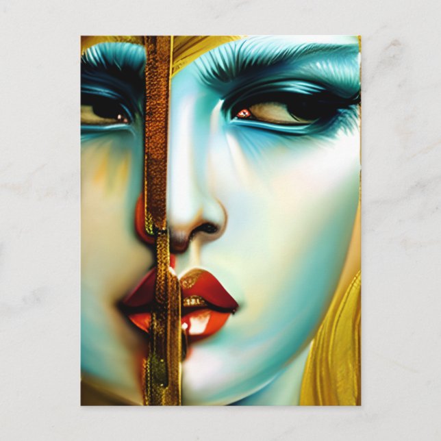 Cartão Postal Deusa do Ouro de Beleza Mística (Frente)