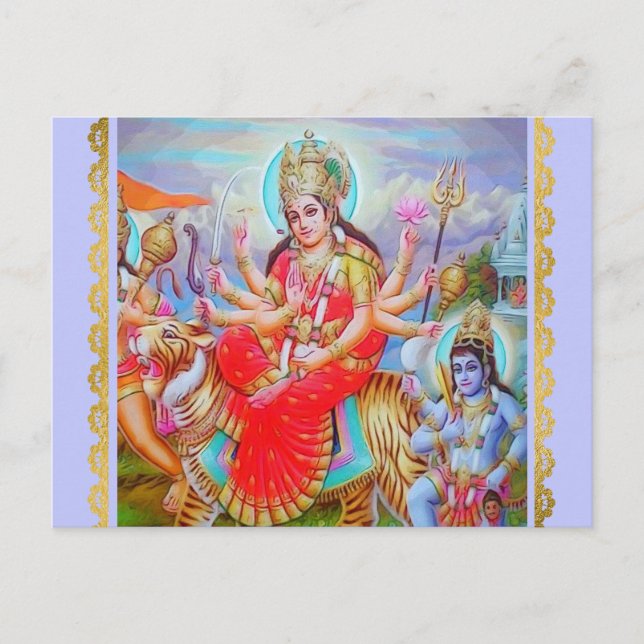 Cartão Postal Deusa Durga Ji Painting (Frente)