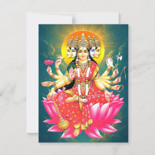 Cartão Postal Deusa Gayatri Devi no Lotus Hindu Deity
