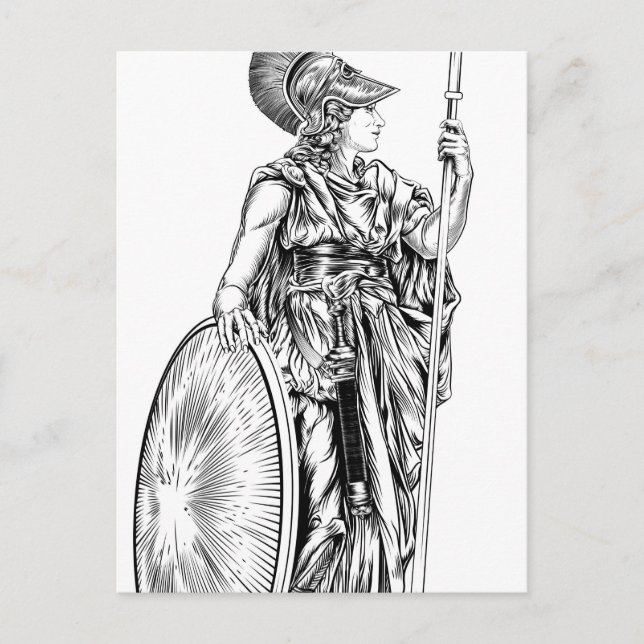 Cartão Postal Deusa Grega Athena (Frente)