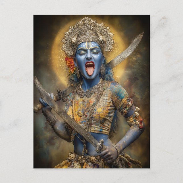 Cartão Postal Deusa Hindu Kali Modern Painting Shakti Art (Frente)
